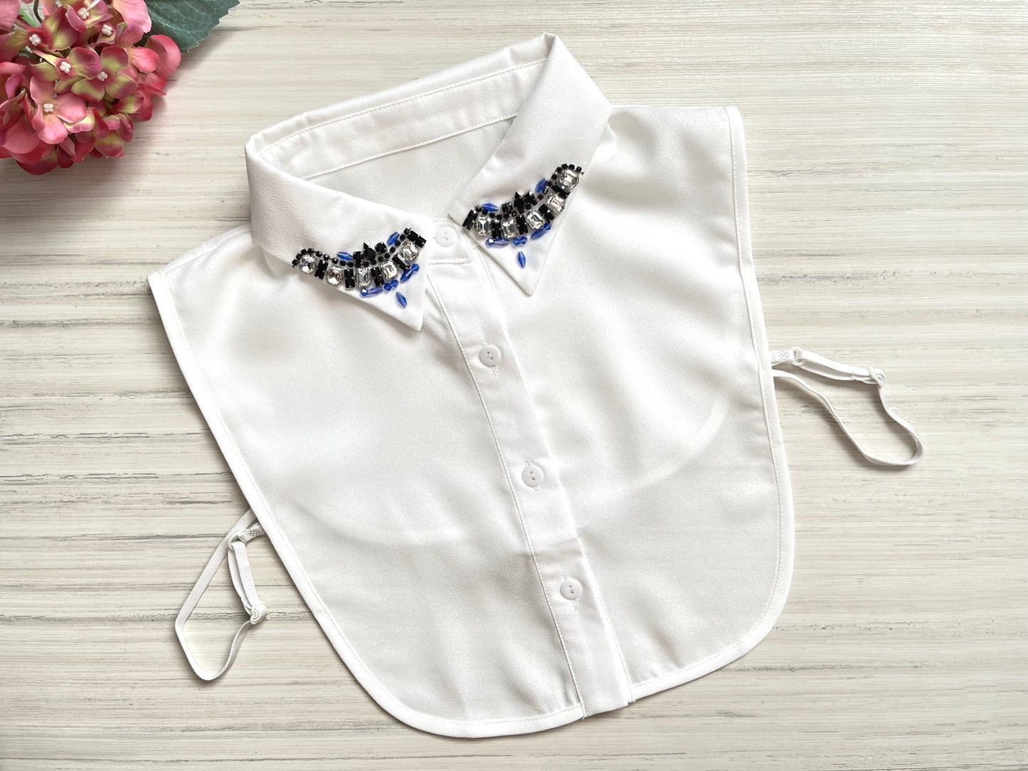 guler camasa detasabil Abby alb pietre cristale birou office casual elegant Coollars