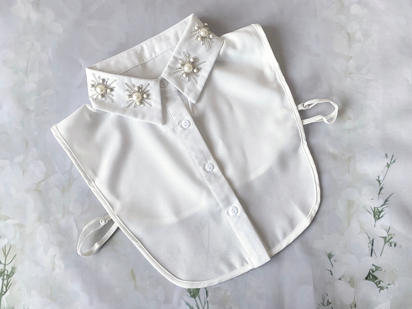 Guler camasa detasabil dama femeia modern Blanche alb margele cristale office birou Coollars
