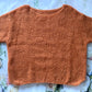 Pulover Coollars dama femeie pufos calduros modern larg tricotat maro Giulia maneca scurta mohair lana